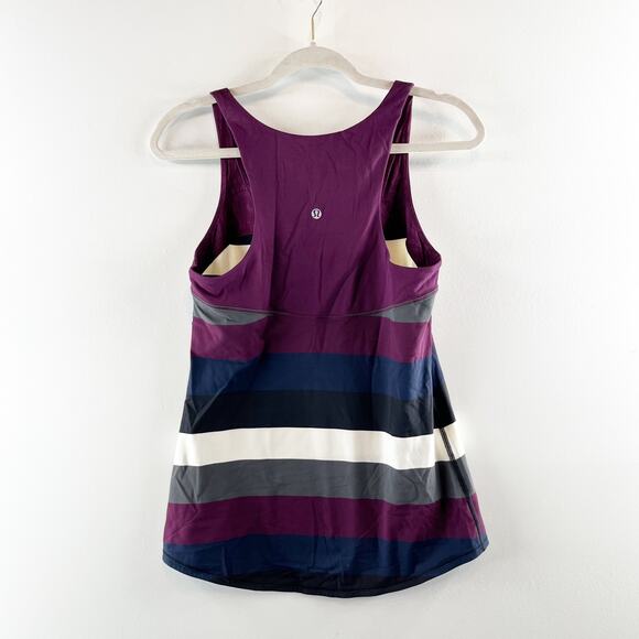Lululemon Run First Base Striped Racerback Cotton Tank Top Black Purple Small - Picture 9 of 10